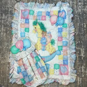Vintage Red Calliope Baby Nursery Crib Bedding 2 piece Comforter set 1993